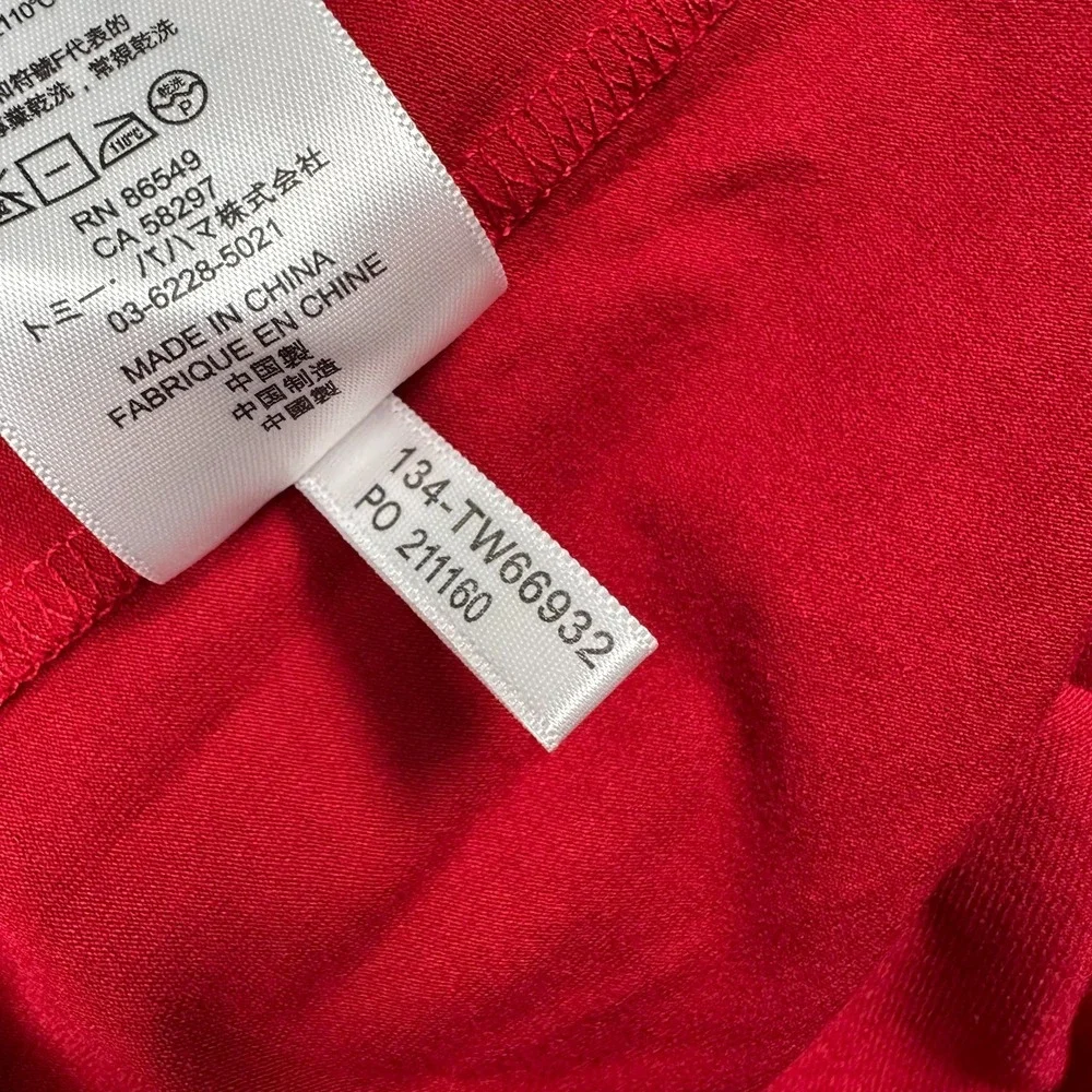 Tommy Bahama Dress Womens Medium Tambour‎ Panel Shirred 3/4 Sleeve Ruched Red